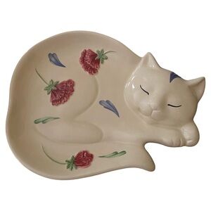 New in Box Vintage Lenox Poppies on Blue Barnyard Collection Kitten Spoon Rest